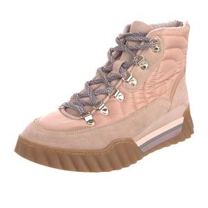 Pink Kate Spade suede lace up boots